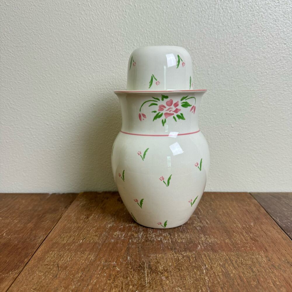 Vintage 1985 Bedside Water Carafe by Teleflora 2 piece with Tulip Flowers‎